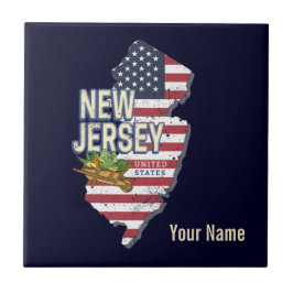 New Jersey United Staaten Retro Map USA Souvenir Fliese