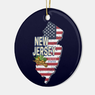 New Jersey United Staaten Retro Map USA Souvenir Keramik Ornament