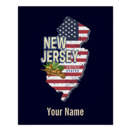 New Jersey United Staaten Retro Map USA Souvenir Poster
