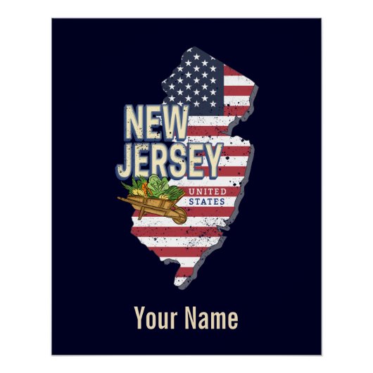New Jersey United Staaten Retro Map USA Souvenir Poster (Vorderseite)