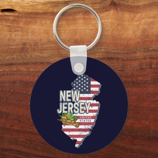 New Jersey United Staaten Retro Map USA Souvenir Schlüsselanhänger (Vorderseite)