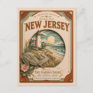 New Jersey Vintage Paper Cut American Arcana Postkarte