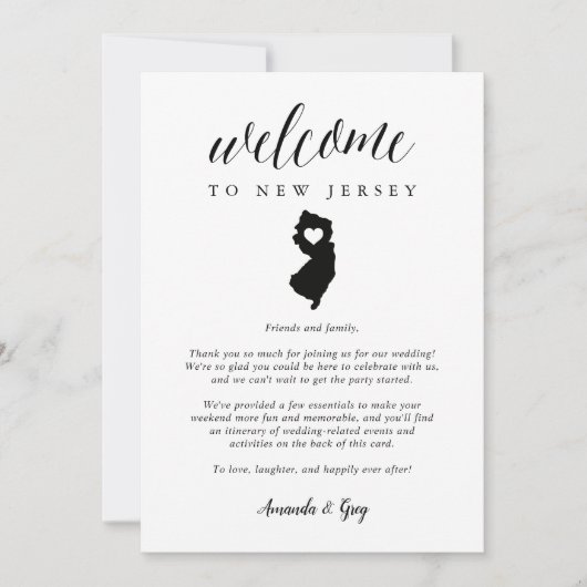 New Jersey Wedding Welcome Letter & Tour (Vorderseite)