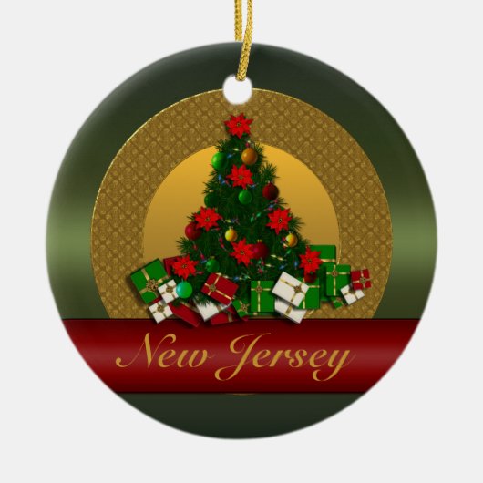 New-Jersey Weihnachtsbaum-Verzierung Keramik Ornament (Vorne)