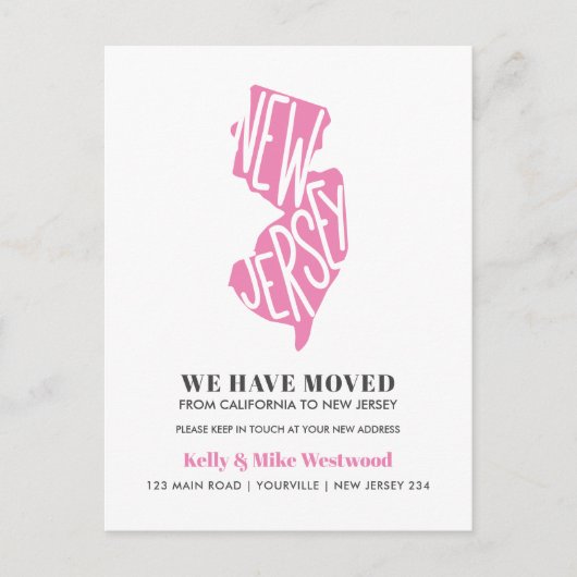 NEW JERSEY Wir haben neue Adresse New Zuhause Post Postkarte (Vorderseite)