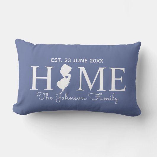 New Jersey Zuhause Staat Map personalisierte Famil Lendenkissen (Vorderseite)