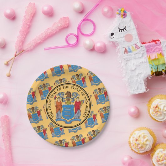 New Jerseyan Flag & Seal, New Jersey Pappteller (Party)