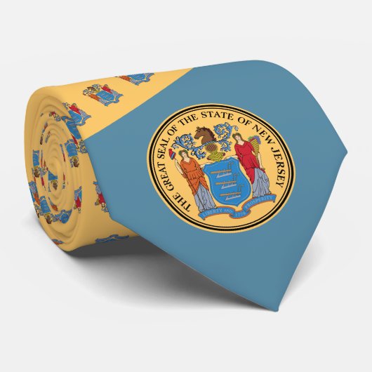 New Jerseyan Flag & Siegel, Flag New Jersey Krawatte (Gerollt)