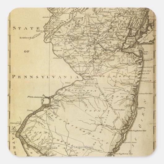 New JerseyPanoramakarteNew Jersey Quadratischer Aufkleber (Vorderseite)