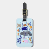 New Jet Set Funny Air Travel Cartoon Gepäckanhänger (Vorderseite vertikal)