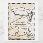 New Journey Begins Map Graduation Party Weinetikett (Einzelnes Label)