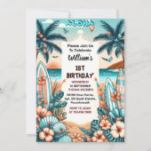 New Joy hula Luau Surf aloha hawaiian 1. Geburtsta Einladung (Vorderseite)