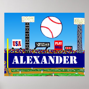 New Kids Sports Baseball Personalisiert Poster Art