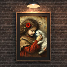 New Kitten, New Liebe - Young Girl and Cat Art