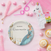 New Lamp Ivory Ice Sky Gold Light Blue Quinceanera Pappteller (Party)