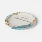 New Lamp Ivory Ice Sky Gold Light Blue Quinceanera Pappteller (Schrägansicht)