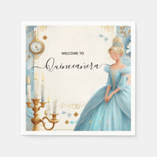 New Lamp Ivory Ice Sky Gold Light Blue Quinceanera Serviette