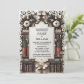 New Library Old English Book Club Cover Wedding Einladung (Stehend Vorderseite)