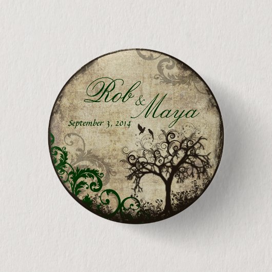 New Life Vintage Wedding Danke Button (Vorderseite)