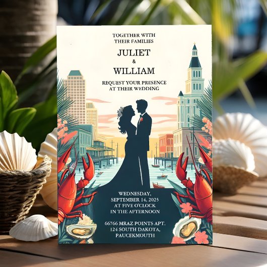 New Lobster Beach Sommer New Orleans Wedding Einladung