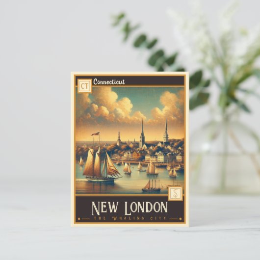 New London, Connecticut | VINTAG Postkarte (Stehend Vorderseite)