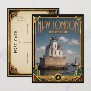 New London Connecticut Vintage Art Deco Golden Age Postkarte