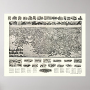 New London, CT Panoramic Map - 1911 Poster