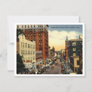 New London CT Staat Street Vintag in den 40er Jahr Postkarte