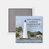 New London Harbour Lighthouse Connecticut Magnet (Vorderseite/Rückseite)