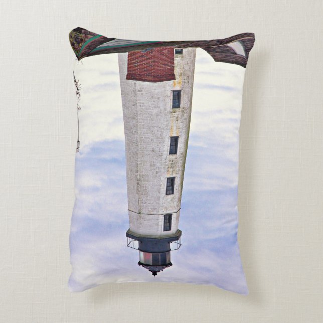 New London Harbour Lighthouse Connecticut Pillow Dekokissen (Rückseite(Vertikal))