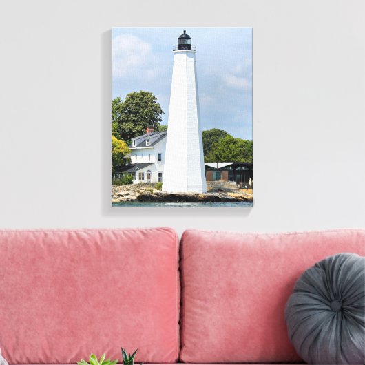 New London Harbour Lighthouse CT Wrapped Canvas Leinwanddruck (Insitu (Wohnzimmer))