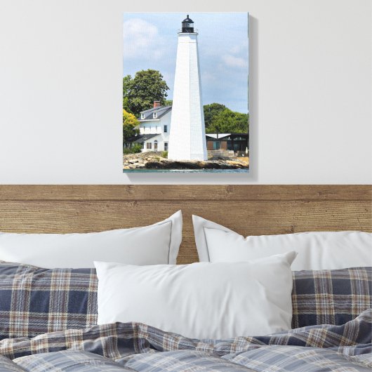 New London Harbour Lighthouse CT Wrapped Canvas Leinwanddruck (Insitu (Schlafzimmer))