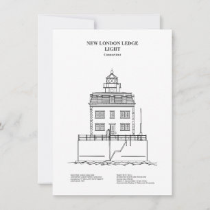 New London Ledge Leuchtturm - Connecticut - BD Mitteilungskarte