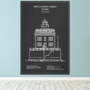 New London Ledge Leuchtturm - Connecticut – PD Leinwanddruck