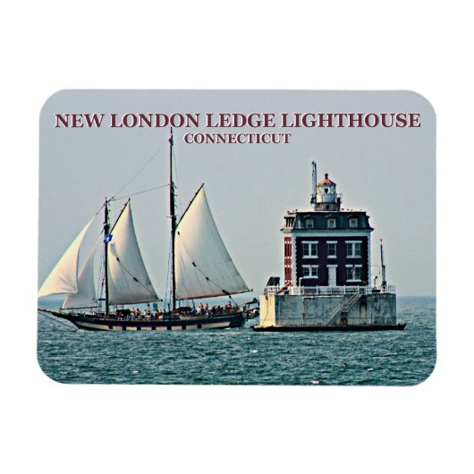 New London Ledge Light, Connecticut Foto Magnet (Horizontal)