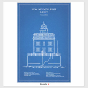 New London Ledge Lighthouse - Connecticut - AD Aufkleber