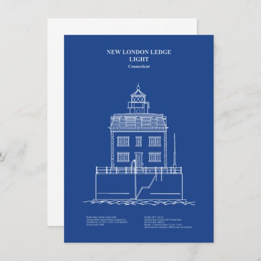 New London Ledge Lighthouse - Connecticut - AD Mitteilungskarte (Vorne/Hinten)