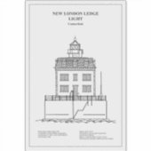 New London Ledge Lighthouse - Connecticut - BD Aufkleber (Vorderseite)
