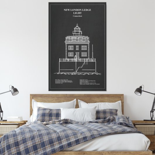 New London Ledge Lighthouse - Connecticut - PD Leinwanddruck (Insitu (Schlafzimmer))
