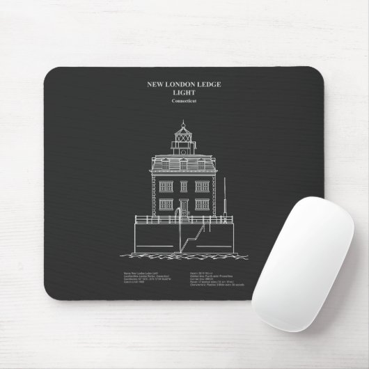 New London Ledge Lighthouse - Connecticut - PD Mousepad (Mit Mouse)