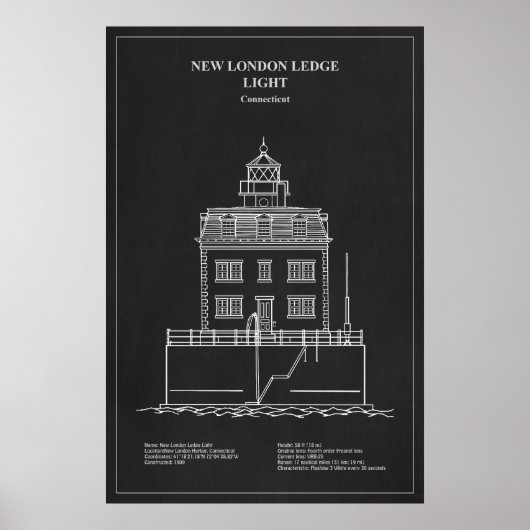 New London Ledge Lighthouse - Connecticut - PD Poster (Vorne)