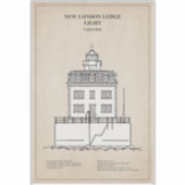 New London Ledge Lighthouse - Connecticut - SBD Aufkleber (Vorderseite)