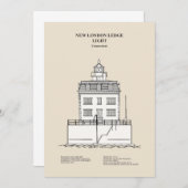 New London Ledge Lighthouse - Connecticut - SBD Dankeskarte (Vorne/Hinten)