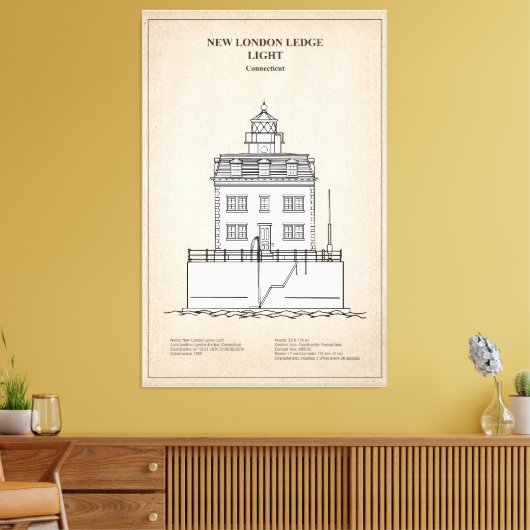 New London Ledge Lighthouse - Connecticut - SBD Leinwanddruck (Insitu (Wohnzimmer))