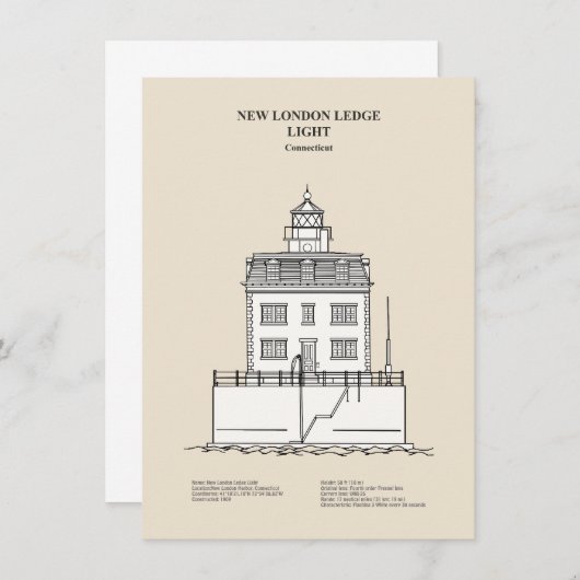 New London Ledge Lighthouse - Connecticut - SBD Mitteilungskarte (Vorne/Hinten)