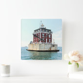 New London Ledge Lighthouse Connecticut Wall Clock Quadratische Wanduhr (Zuhause)