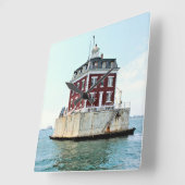 New London Ledge Lighthouse Connecticut Wall Clock Quadratische Wanduhr (Winkel)