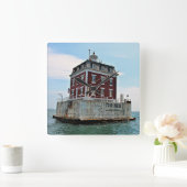 New London Ledge Lighthouse Connecticut Wall Clock Quadratische Wanduhr (Zuhause)