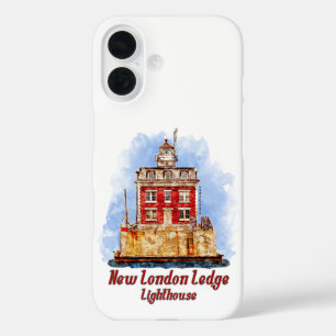 New London Ledge Lighthouse Watercolor Connecticut iPhone 16 Hülle