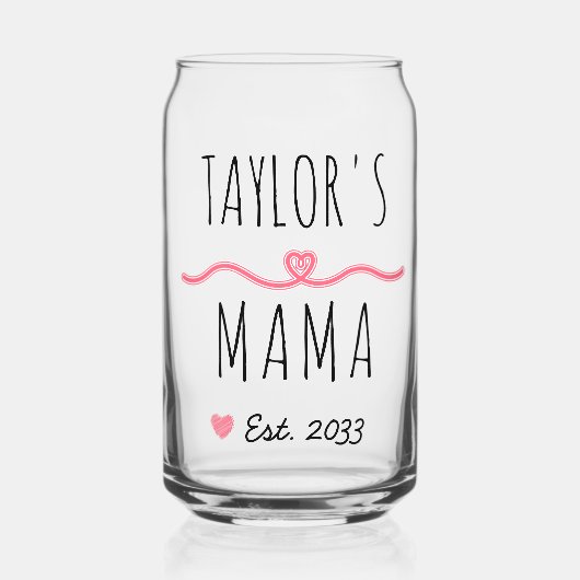 New Mama with Custom Name, Title & Est. Year Dosenglas (Vorderseite)